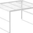 Kitchen Cabinet Storage Shelf Stackable Wire Spice Rack Organizer Heavy Duty Space Saver for Bathroom Bedroom Closet Laundry Room Office Countertop - White, Pack 1