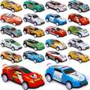 Siwarm 28 pcs Pull Back Cars Toys for Kids, Party Favors Treasure Box for Classroom Prizes Mini Vehicles Race Cars Toys Bulk Xmas Gifts Pinata Goodie Bag Stocking Stuffers for Boys Girls Toddlers