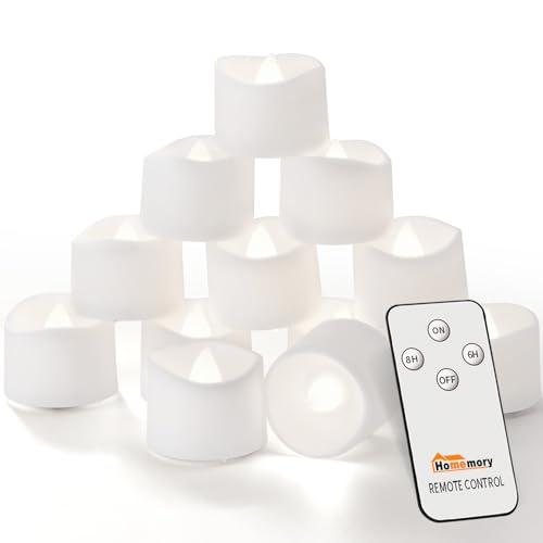 Homemory Flameless Remote Control Tealight Candles with Timer, Battery Operated LED Electric Battery Tea Lights Votive Candles with Remote for Table Decor, Outdoor Decor, Home Decor, 11Pcs-Pure White