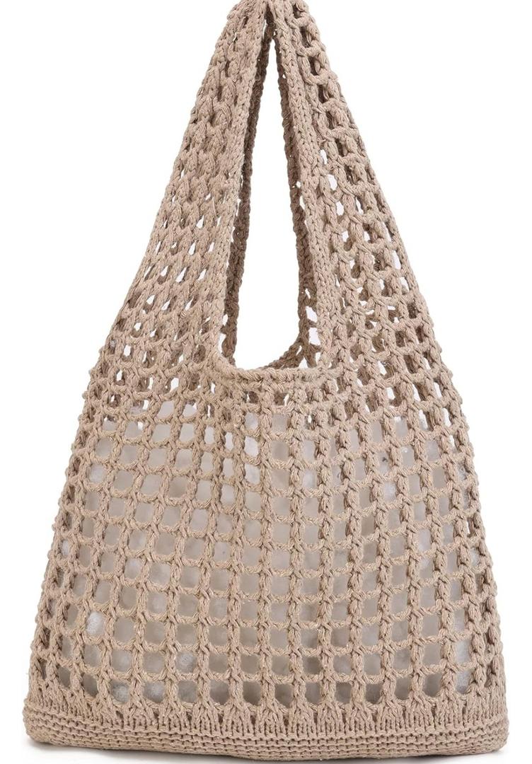 Stizimn Crochet Mesh Beach Tote Shoulder Handbags Hobo Summer Aesthetic Women's Bag