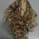 Flufymooz Ponytail Extension, 12" Short Claw Ponytail Extension Wavy Curly Jaw Clip in Pony tails Hair Extension Natural Synthetic Hairpiece for Women(Dark Blonde to Light Blonde)