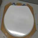 Mayfair Bennett Toilet Seat with Chrome Hinges, Slow Close Wood Seat, Secure Metal Hinges, Easy Install, Made in USA, Round, White