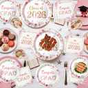Floral Graduation Decorations 2026: Congrats Grad Plates and Napkins 2026 Class of 2026 Graduation Party Supplies Pink and Gold Flower Graduation Decorations 2026