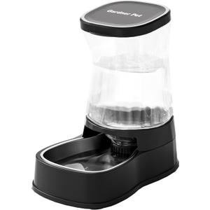 Automatic Gravity Water Dispenser for Dogs, 1Gallon Stainless Steel Dog and Cat Water Bowl Dispenser, Dog Water Fountain Dispenser for Small&Medium Dogs, Cats, Puppies(Black)