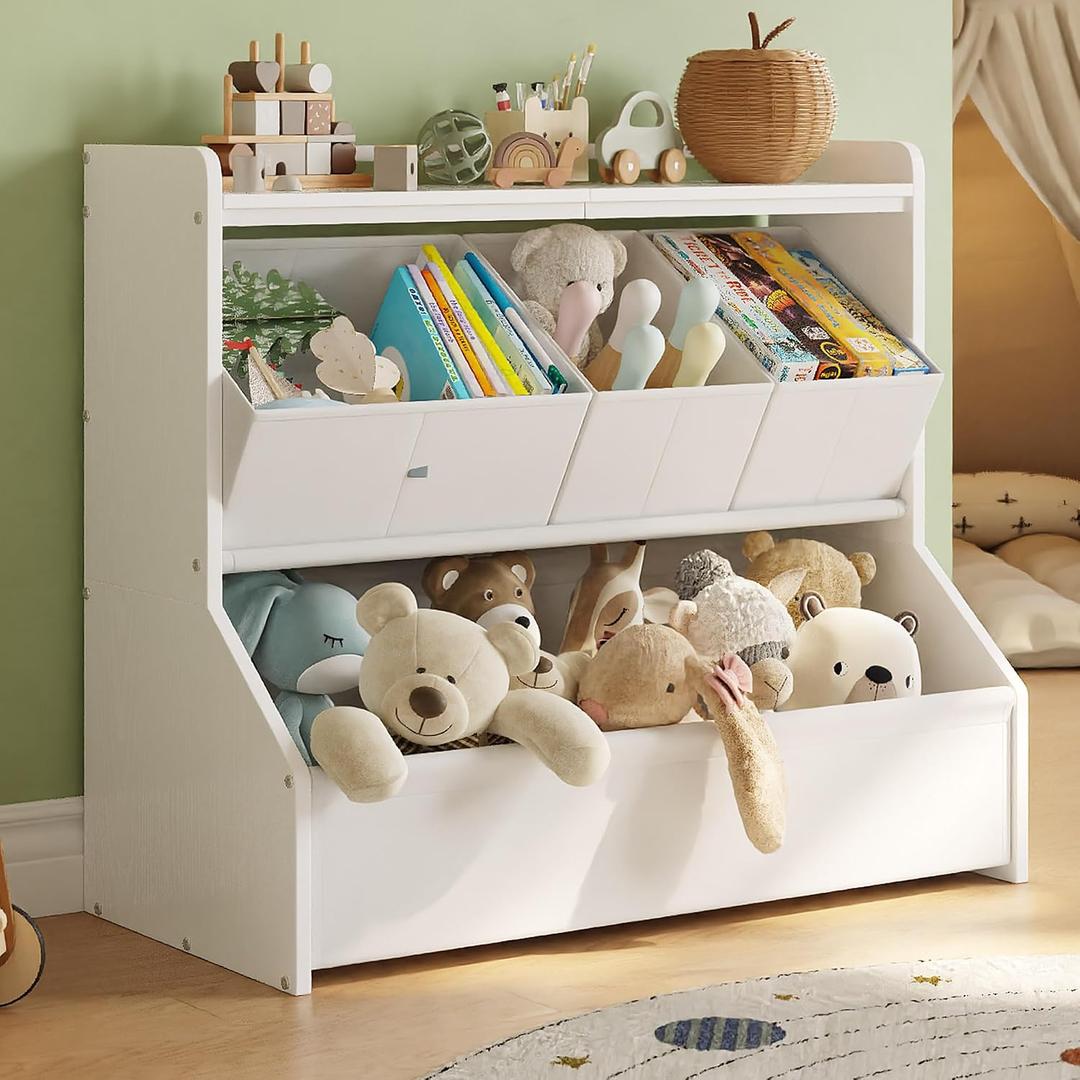 FOUCSSOMEI Kids Toy Storage Organizer for Easy Toy Cleanup and Organization