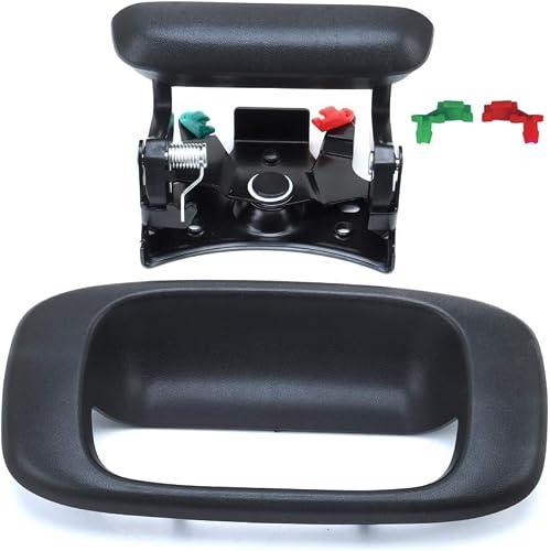 Gaoyeer Tailgate Handle Latch and Bezel Trim with 2 Pairs Rod Clips fit for 1999-2007 Chevy Silverado GMC Sierra 1500 2500 3500 | Replaces# 15997911, 15228539, 15228541, 15228540, 77488