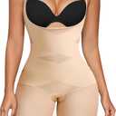 Nebility Tummy Control Shapewear Bodysuits Open Bust Full Body Shapewear Seamless Faja Body Shaper (Medium, Beige)