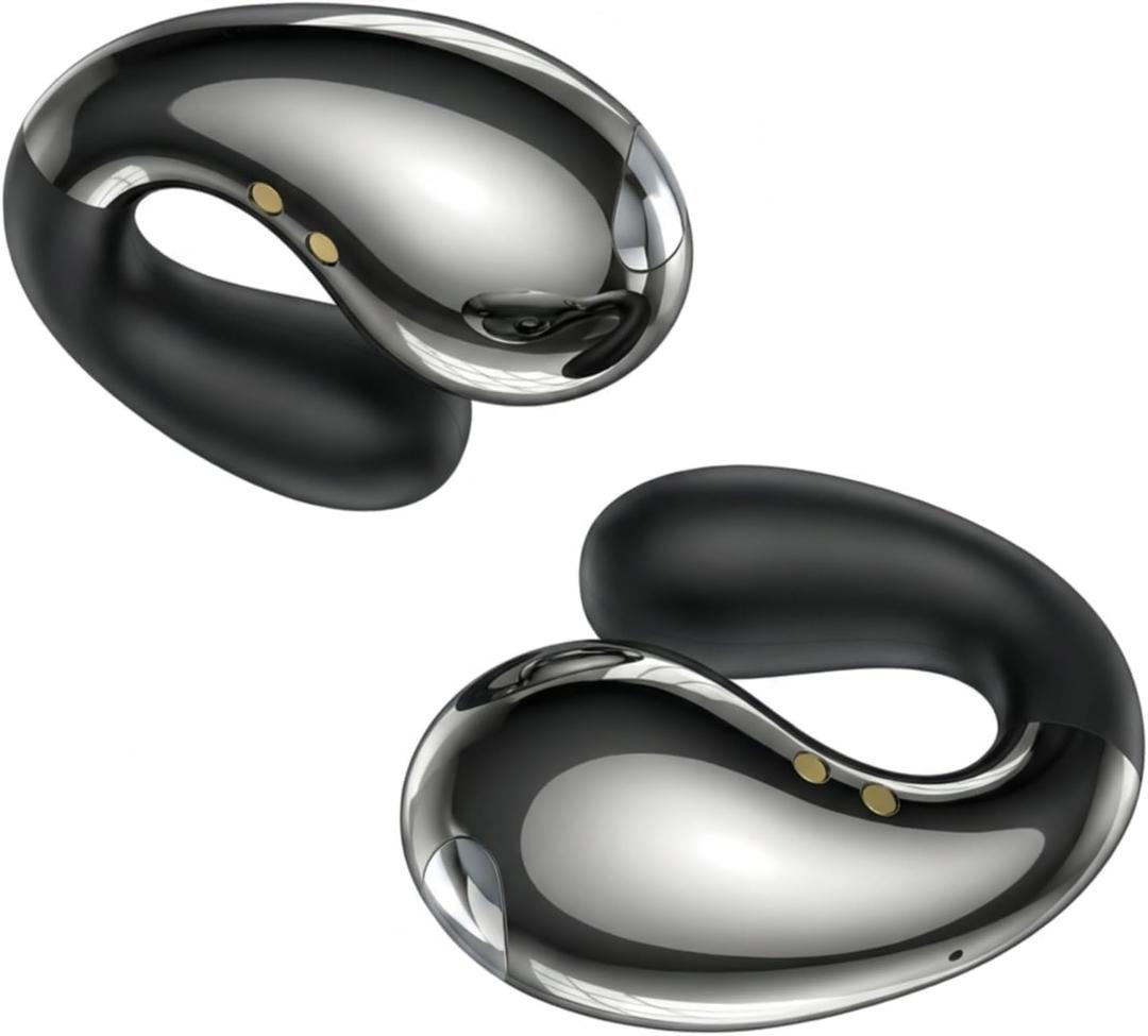 Boytond Ultra Open Ear Earbuds - Comfortable Clip-On Bone Conduction Earbuds, Over-The-Ear Open Headphones with Waterproof Build for Running, Gym Workouts, and Outdoor Sports, Gloss Black