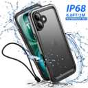 SPORTLINK for iPhone 16 Waterproof Case - Shockproof Dustproof Case with Built-in Clear Screen Protector, Full Body Heavy Duty Sealed Protective Cover for i Phone 16 6.1" Black