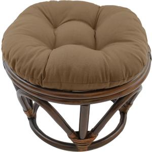 Blazing Needles Solid Twill Round Footstool Cushion, 18", Toffee