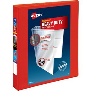 Avery Heavy-Duty View 3 Ring Binder, 1" One Touch EZD Rings, 1 Red Binder (79170)