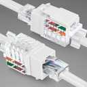 Everest 45 Angled RJ45 Cat6 Keystone Jacks 50-Pack in White - Slim Profile Female RJ45 Connectors - Cat 6 Keystone Jack - Compatible with 45 Angled Speed Termination Tool - 45Term (B0BL3GS7ZY)