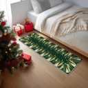 Artoid Mode Green Xmas Tree Snowflake Christmas Runner Rug, Winter Home Decor Low-Profile Non-Slip Washable Carpet Runner for Hallways Kitchen Laundry Bedroom Bathroom 2x6 Feet