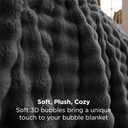 Bedsure 3D Fleece Bubble Blanket for Couch - GentleSoft Grey Throw Blanket for Sofa Bed Room Decor - Luxury Soft Cozy Gifts for Women, Lightweight, All Seasons, Dark Grey, 50"60"