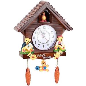 WGFOIP Cuckoo Clock, Tree House Clock Wooden Pendulum Wall Clock Pendulum Quartz Clock for Home, Cuckoo Bird Voices Call