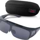 Br'Guras Fit Over Polarized Sunglasses Flip Up Lens for Men and Women (All Black)