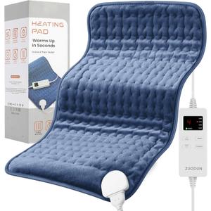Heating Pad for Back Pain Cramps Relief, ZUODUN Electric Heating Pads for Neck/Shoulder/Leg with Auto Shut Off Large, 6 Heat Settings & Moist Heat Options, Christmas Gifts for Women, Men, Mom, Dad (12.1 x 24.1 Inch, Blue)