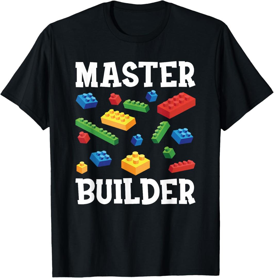 Master Builder Kids Block Building Brick Builder T-Shirt, Small