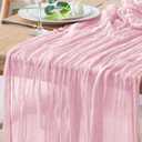 Table Runner Pink Cheesecloth Valentine's Day 10FT Blushing Pink Boho Gauze Cheese Cloth Rustic Sheer Table Runners for Summer Wedding Bridal Baby Shower Party Decoration