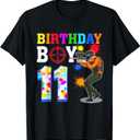 11 Year Old Paintball Boy 11th Birthday Party T-Shirt, Black, S