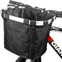 Bike Basket, Small Pets Cat Dog Folding Carrier, Removable Bicycle Handlebar Front Basket, Quick Release and Easy to Install, Detachable Cycling Bag (Black)