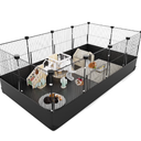 20 Panels Small Animal Playpen, 48" x 24" x 16" Pet Playpen with Waterproof Mat, C&C Cage for Guinea Pigs, Rabbit/Bunny/Baby Chicken Cage,Bunny/Puppy/Chicken Pen Indoor Outdoor Portable Metal Fence