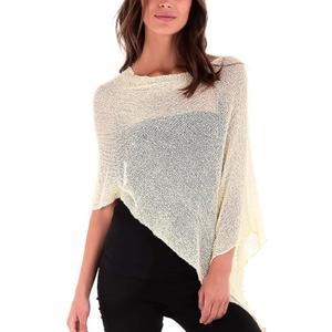 SHU-SHI Womens Sheer Knit Poncho Shrug Lightweight Cover Up One Size Fits Most (Butter Yellow)