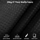 PANGSINNE Black Shower Curtain 256GSM Heavy Duty Waffle Woven Bathroom Shower Curtains, Weighted Fabric for Hotel Spa Luxury Polyester Bath Curtain with 12 Hooks, 72Wx72H