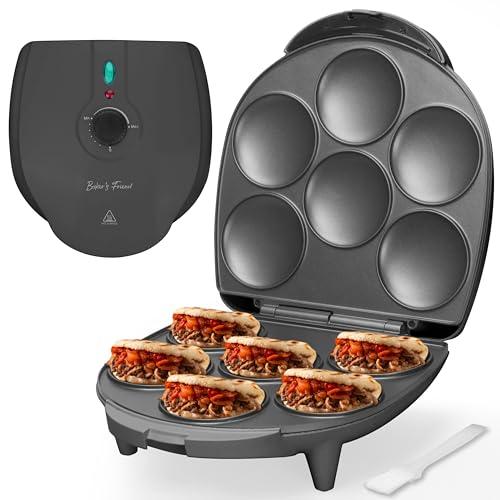 Baker's Friend Electric Arepas Maker with Browning Control, Mini Pancakes Maker, Pancake Maker Pan, Tostiarepa, Makes Arepas, Corn Patties, Mini Pancakes, Breakfast Sandwiches, Fried Eggs, Graphite