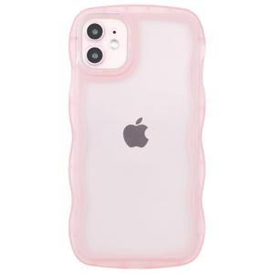 SKYLMW Compatible with iPhone 12 Case Wavy Frame Cute,Clear/Pink