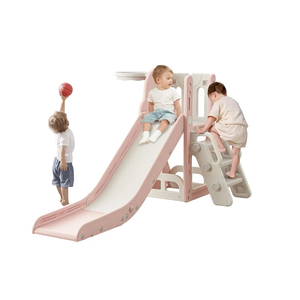 Toddler Slide,Kids Climber Slide with Storage Space and Non-Slip Steps,Indoor Outdoor Playset with Basketball Hoopa and Telescope,Slide for Toddlers Age 1-3