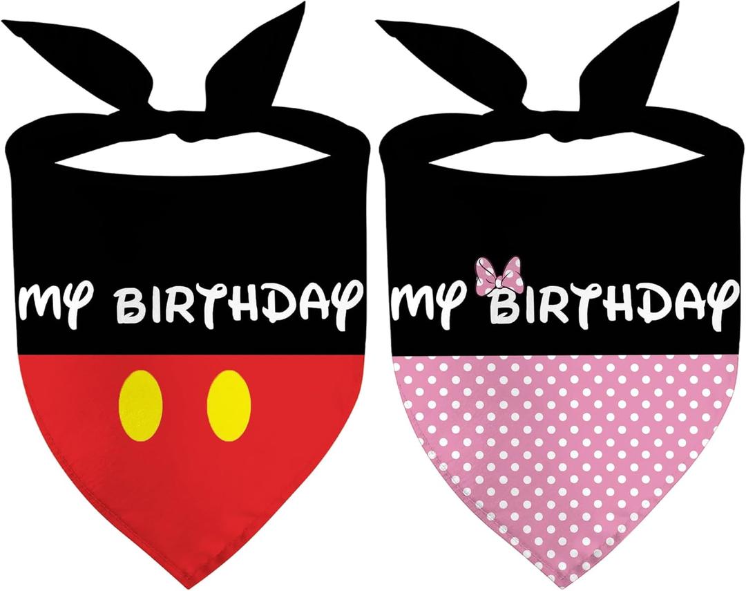 5 x Happy Birthday Dog Bandanas My Birthday Pet Scarfs HBD Party Dogs Kerchief Reversible Adjustable Triangle Bibs Scarf Accessories for Dogs Pets Gifts 2 Pack