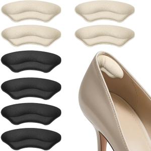 2 x Ouzorp Heel Pads for Shoes-4 Pairs Heel Grips Inserts Cushion for Womens Men Shoes, Heel Pads Snugs for Shoe Too Big, Improved Shoe Fit and Comfort, Prevent Heel Slip and Blister-Pale Apricot+Black (universal)