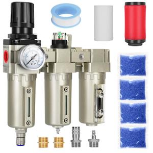 1/2" NPT Industrial Air Dryer for Compressor,3 Stage Air Compressor Water Separator System,Filter Oil Water Separator Dryer for Plasma Cutter and Paint Spray,Auto Drain