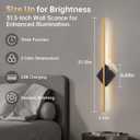 Battery Operated Wall Sconces Set of Two - Wireless Rechargeable Wall Light with Remote - Gold and Black Wall Lamp Dimmable Modern Home Decor for Bedroom Living Room Hallway Timing 31.5 Inch