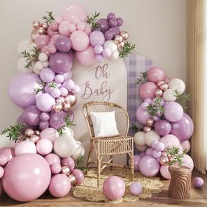 Dusty Purple Balloon Arch Kit 124Pcs Pink and Purple Balloon Garland Arch Kit Lavender Lilac Light Purple Dusty Pink Gold Pink Sand White for Baby Shower Bridal Shower Wedding Birthday Decorations