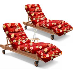 Outdoor Lounge Chair Cushions Set of 2 Waterproof 75.1 x 22.8 x 4.7" 6#