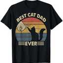 Cat Shirt Men Best Cat Dad Ever Funny Cat Lover Gift T-Shirt L