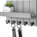 Rebee Vision Decorative Key and Mail Holder for Wall - Modern Key Hooks with Shelf and Mail Organizer Wall Mount for Frmhouse House Decor - Stylish Apartment Essentials (Gray, 3.54"D x 10"W x 7.28"H)