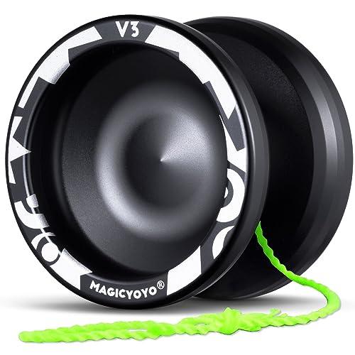 MAGICYOYO V3 Yoyo for Kids 8-12 or Above, Responsive Yoyo Professional with Dual Function, Professional Trick Yo yo for Adults with 12 Yo-yo Strings, KK Bearing, Bearing Puller, Axle,Case Bag -Black