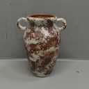 Roro 7-Inch Rustic Brown Handmade Ceramic Vase with Handles, Antique Style, Artisanal Pottery, Indoor and Outdoor Use