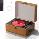 Yintiny Rechargeable Leather CD Player with Speakers; Bluetooth Transmitter; Festival Gift; BGM Player for Home Dcor (Brown)