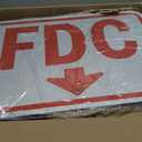 SmartSign 12 x 18 inch FDC Fire Department Connection Metal Sign with Down Arrow, 120 mil Aluminum Composite, 3M Engineer Grade Reflective Aluminum, Red and White, Made in USA