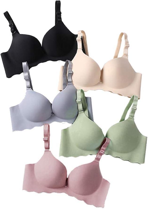 Pack of 5,Women Comfort No Wire Bras Seamless No Show Bra Pack (36B, Mkl-mix2)