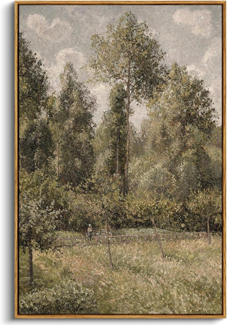 InSimSea Framed Canvas Prints Art Vintage Decor, Bushes Poplars Nature Landscape Paintings, Large Prints, Farmhouse Decor, Classical Wall Decorations for Bedroom Living Room Bathroom, 24"x36"