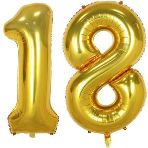 4 x Tellpet Gold Number 18 Balloon, 40 Inch