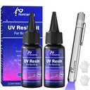 UV Resin Kit with Light, 60g/2oz Fast Drying Beginner-Friendly Kit, Bonding & Repairing in Seconds, 30g*2 Clear UV Glue with UV Penlight for Resin, Plastic, Glass, Acrylic