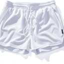 AIMPACT Mens Mesh Running Shorts 3 Inch Quick Dry Gym Athletic Workout Shorts for Men with Pockets (Small, White)