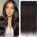 Natural Hair Extension One Band A 5 Clips 10 Inches/25 cm Natural Invisible Hair Extension Single Clip Thick 2 Dark Brown