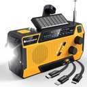 Emergency Crank Weather Radio: AM/FM/NOAA Weather Radio with 3 Built-in Cable - Hand Crank Radio with 2000mAh, Solar Charge, Hand Crank & Battery Operated, SOS Alarm, Flashlight for Outdoor Emergency (Orange)
